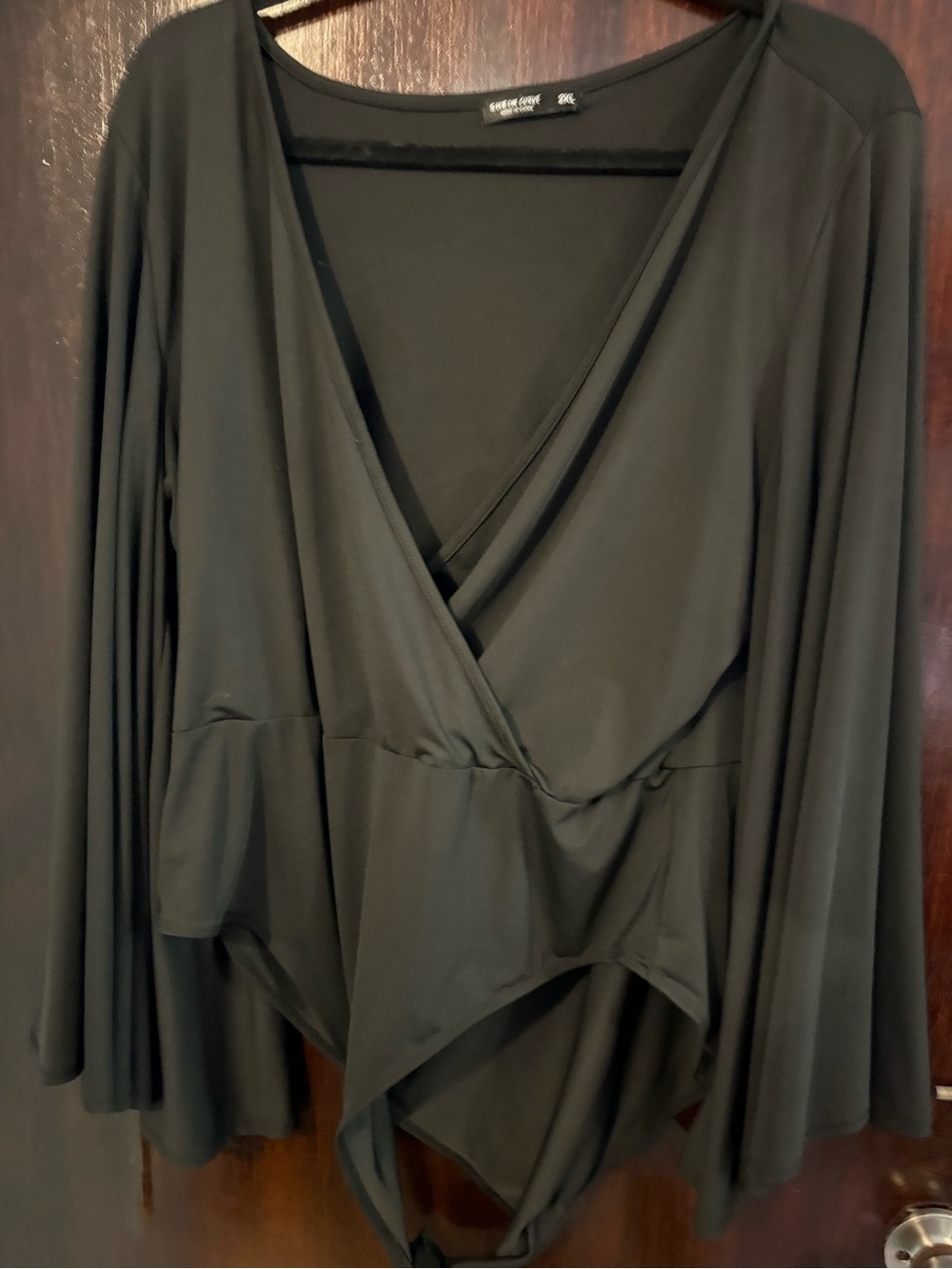 Bundle 3 for $15. SHEIN Black Long Sleeve Wrap Bodysuit. Size 2XL.